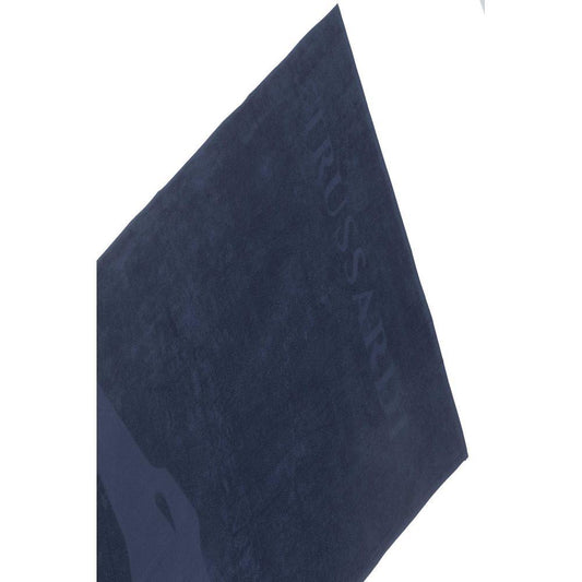 Trussardi Beachwear Blue Cotton Men Beach Towel Trussardi Beachwear Dark Slate Gray