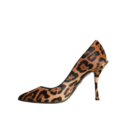 Dolce & Gabbana Brown Leopard Calf Hair Heels Pumps Shoes