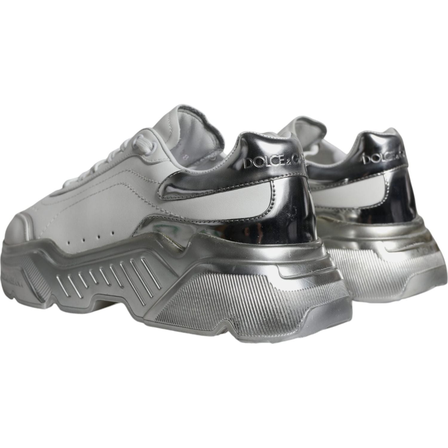 Dolce & Gabbana Silver White Daymaster Low Top Sneakers Shoes