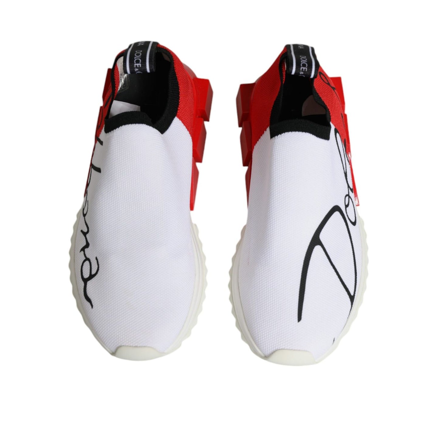 Dolce & Gabbana White Red Low Top Sorrento Men Sneakers Shoes