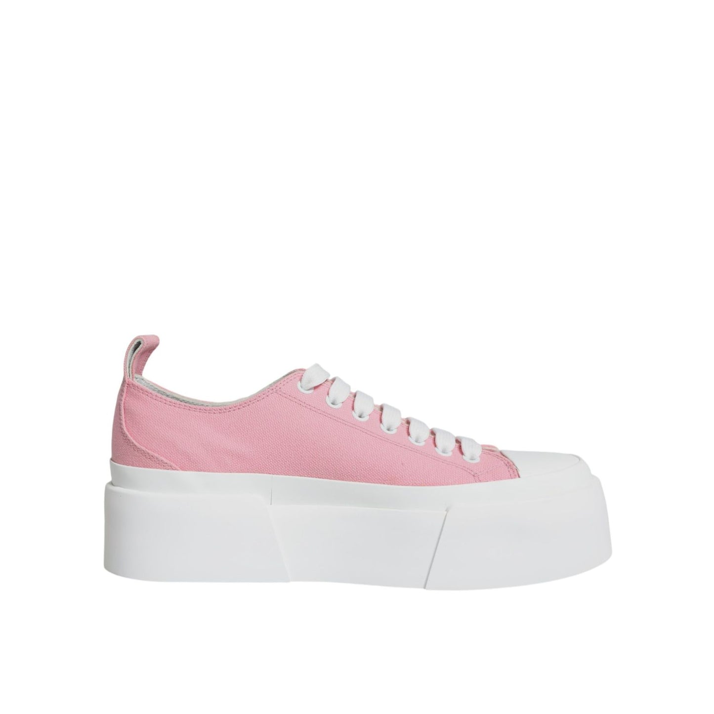 Dolce & Gabbana Pink White Canvas Logo Low Top Sneakers Shoes
