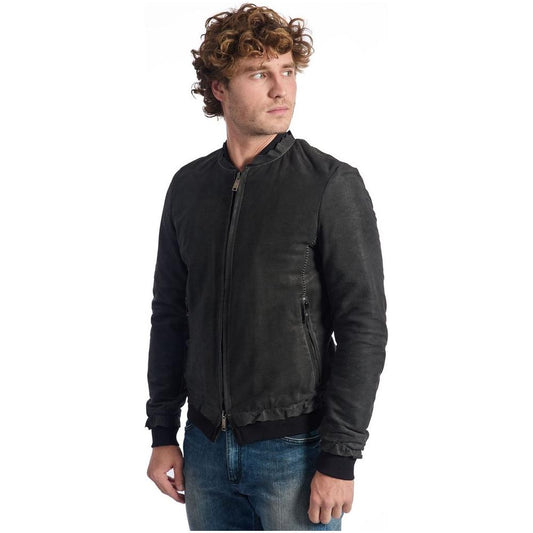 Roberto Pepe Luxury Gray Lambskin Men Jacket Roberto Pepe Luxury Dark Slate Gray
