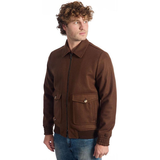Roberto Pepe Luxury Brown Wool Men Jacket Roberto Pepe Luxury Dark Slate Gray