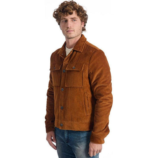 Roberto Pepe Luxury Brown Cotton Men Jacket Roberto Pepe Luxury Saddle Brown