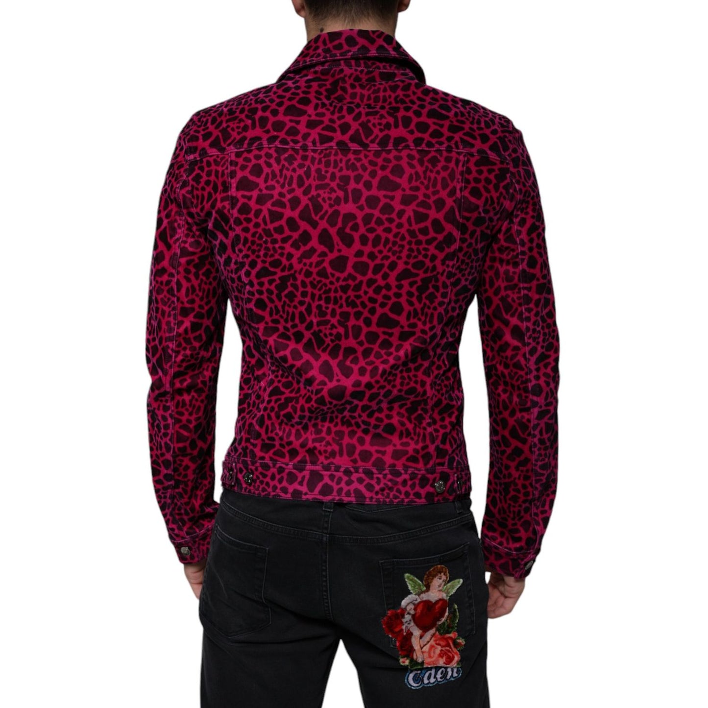 Dolce & Gabbana Fuchsia Leopard Button Down Collared Jacket