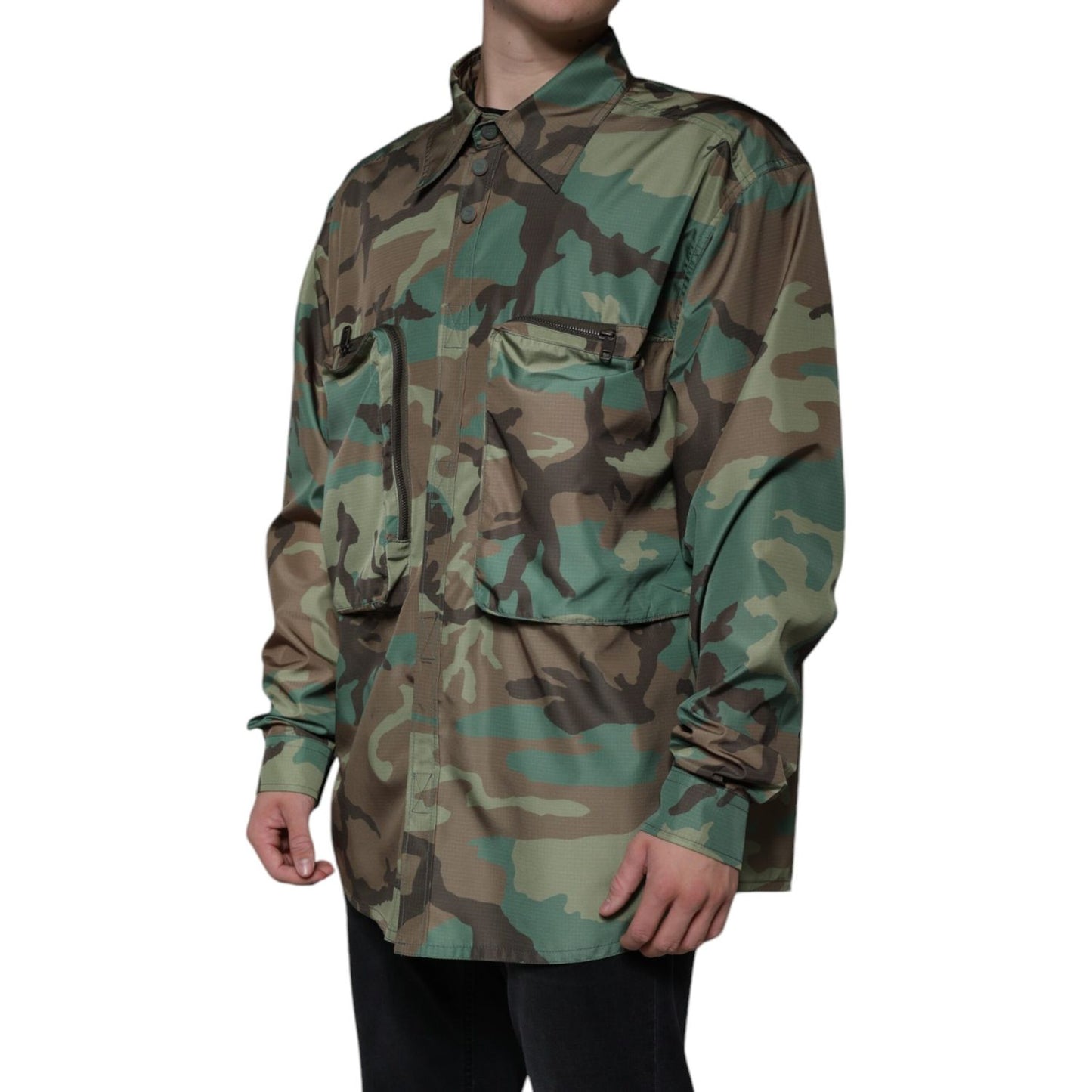 Dolce & Gabbana Multicolor Camouflage Button Down Shirt