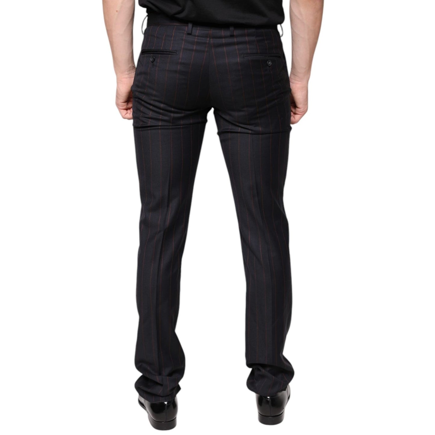 Dolce & Gabbana Black Stripes Skinny Men Dress Pants