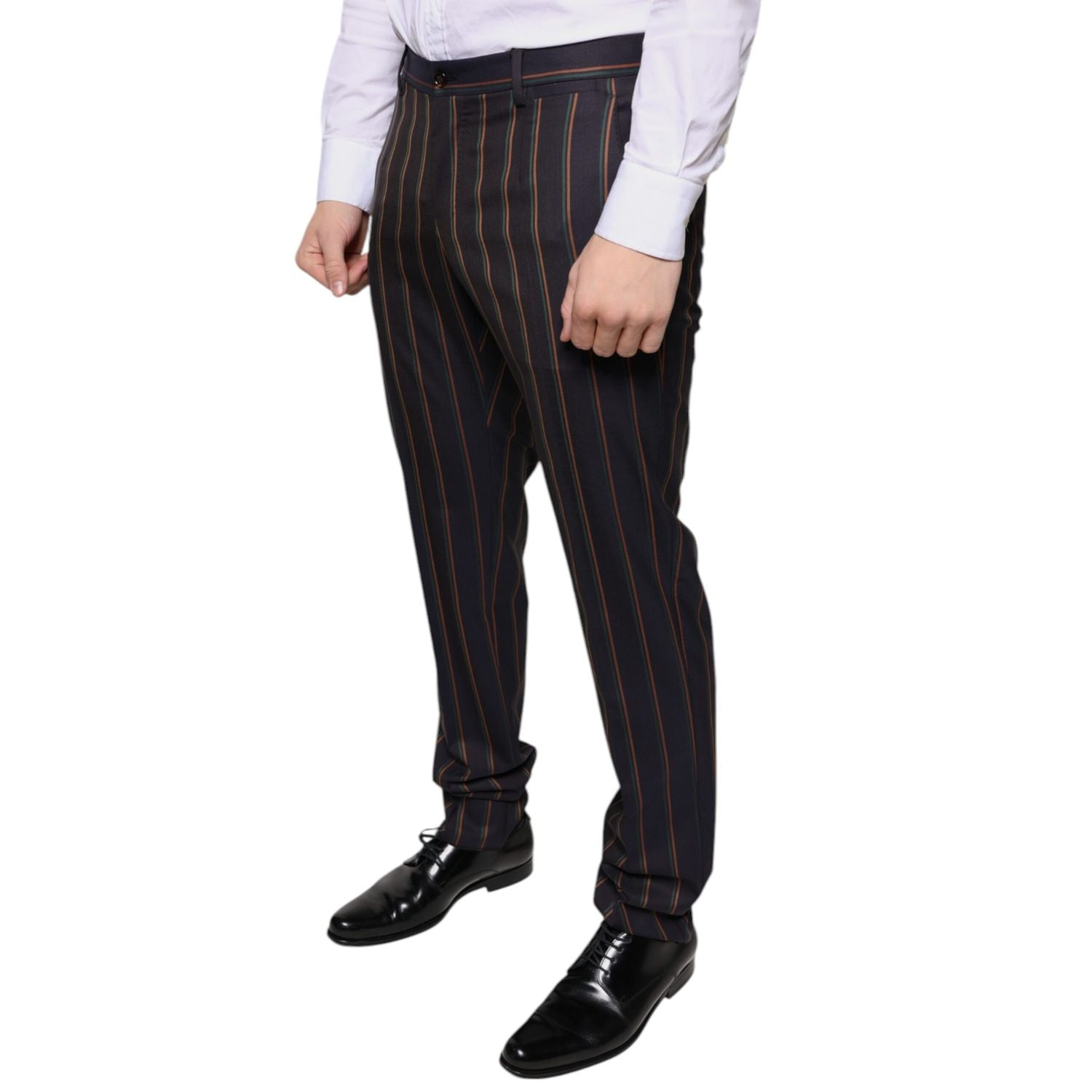 Dolce & Gabbana Brown Stripes Skinny Men Dress Pants
