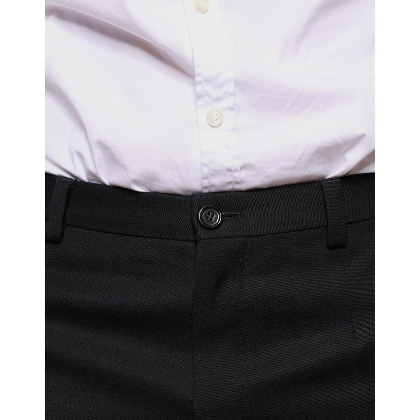 Dolce & Gabbana Black Wool Skinny Men Dress Pants