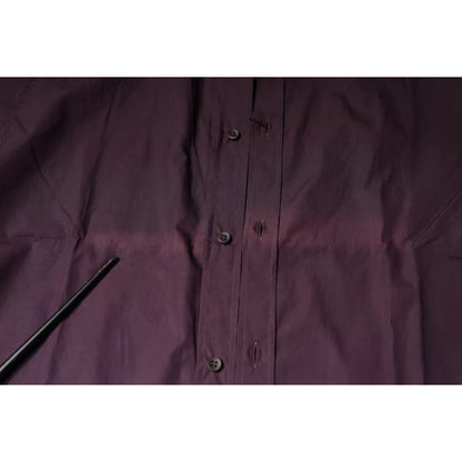 Dolce & Gabbana Dark Violet Cotton Dress GOLD Men Formal Shirt