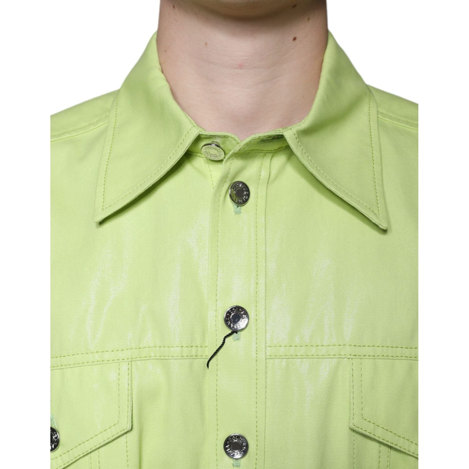 Dolce & Gabbana Green Cotton Collared Men Button Down Shirt