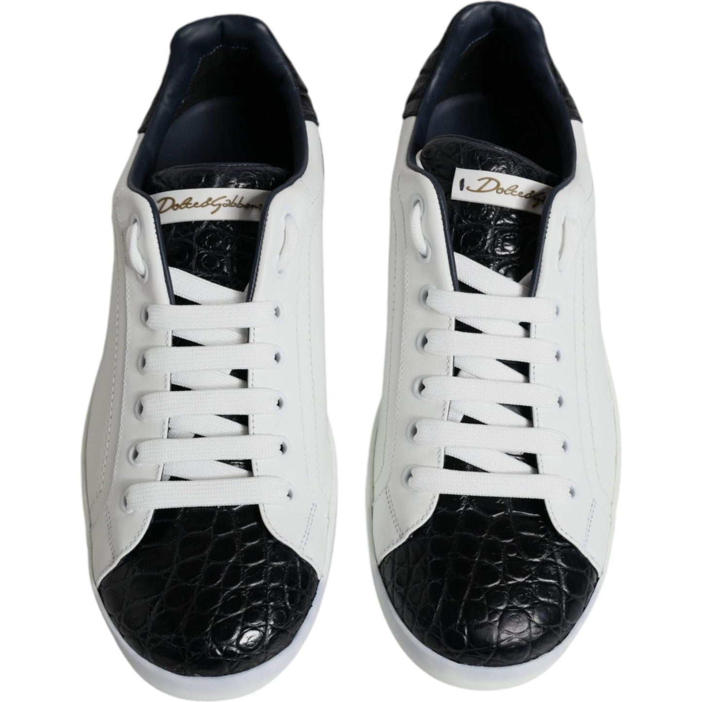 Dolce & Gabbana White Leather Logo Portofino Sneaker Shoes MV6290-39
