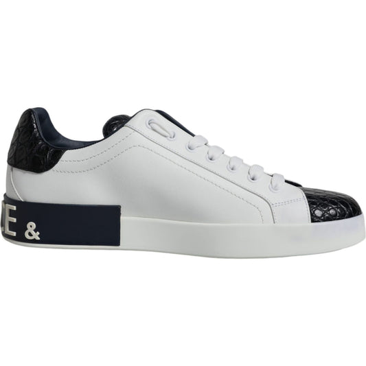 Dolce & Gabbana White Leather Logo Portofino Sneaker Shoes MV6290-39
