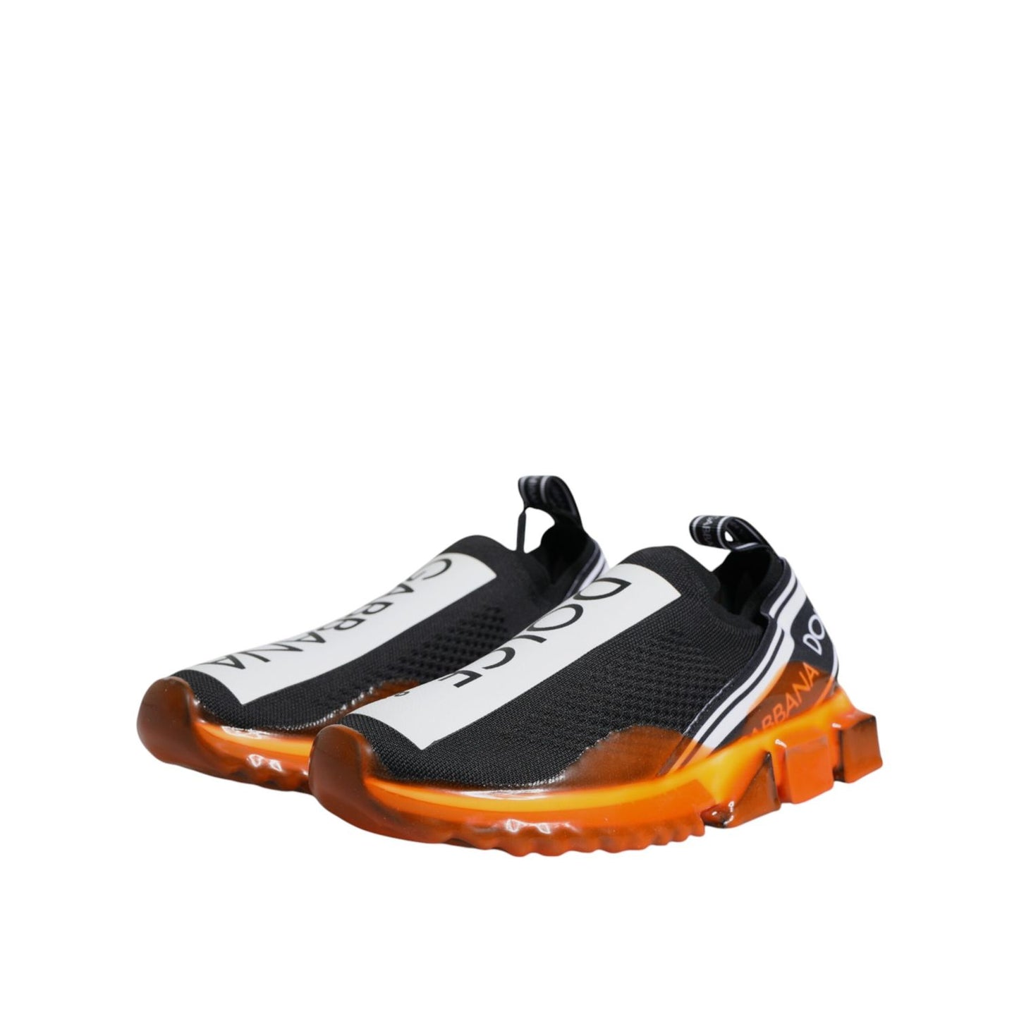 Dolce & Gabbana Black Orange Sorrento Slip On Sneakers Shoes
