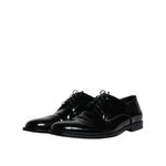 Dolce & Gabbana Black Leather Lace Up Men Derby Formal Shoes