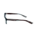 Side view of Bottega Veneta Bicolor Acetate Frames in semi-matte blue and Havana acetate, lens size 52mm, bridge 14mm, temple 0mm.