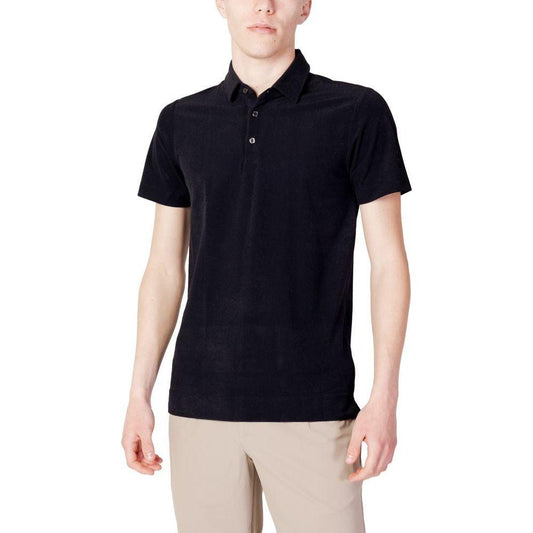 Men's black polyester short sleeve polo shirt for spring/summer collection