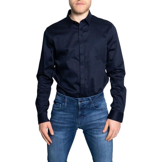 Armani Exchange Blue Cotton Shirt Armani Exchange Dark Slate Gray