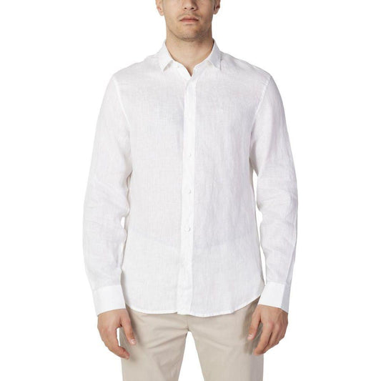 Armani Exchange White Linen Shirt Armani Exchange Light Gray