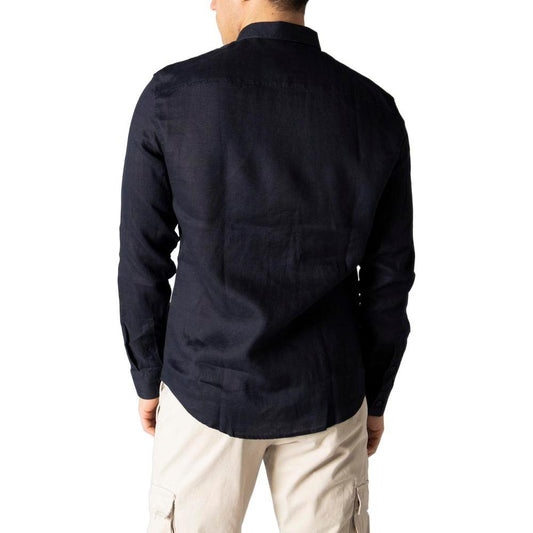 Armani Exchange Blue Linen Shirt Armani Exchange Light Gray