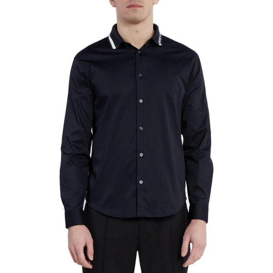 Armani Exchange Blue Cotton Shirt Armani Exchange Black