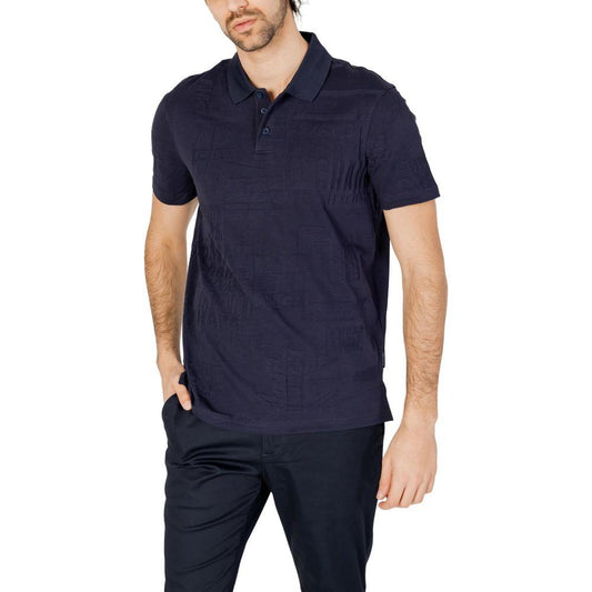 Armani Exchange Blue Cotton Polo Shirt Armani Exchange Dark Slate Gray