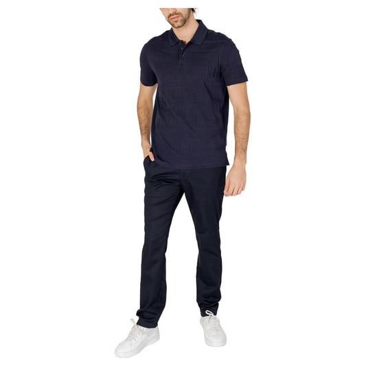 Armani Exchange Blue Cotton Polo Shirt Armani Exchange Tan