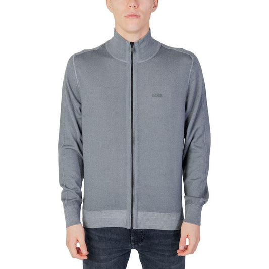 Hugo Boss Gray Wool Cardigan Hugo Boss Light Slate Gray