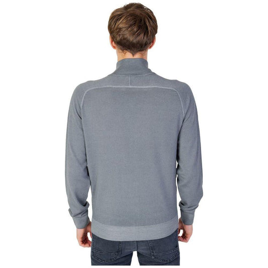 Hugo Boss Gray Wool Cardigan Hugo Boss Light Slate Gray