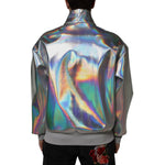 Dolce & Gabbana Silver Iridescent Full Zip Men Bomber Jacket