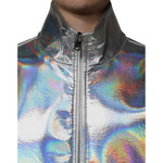 Dolce & Gabbana Silver Iridescent Full Zip Men Bomber Jacket