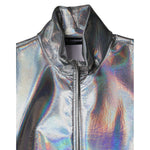 Dolce & Gabbana Silver Iridescent Full Zip Men Bomber Jacket