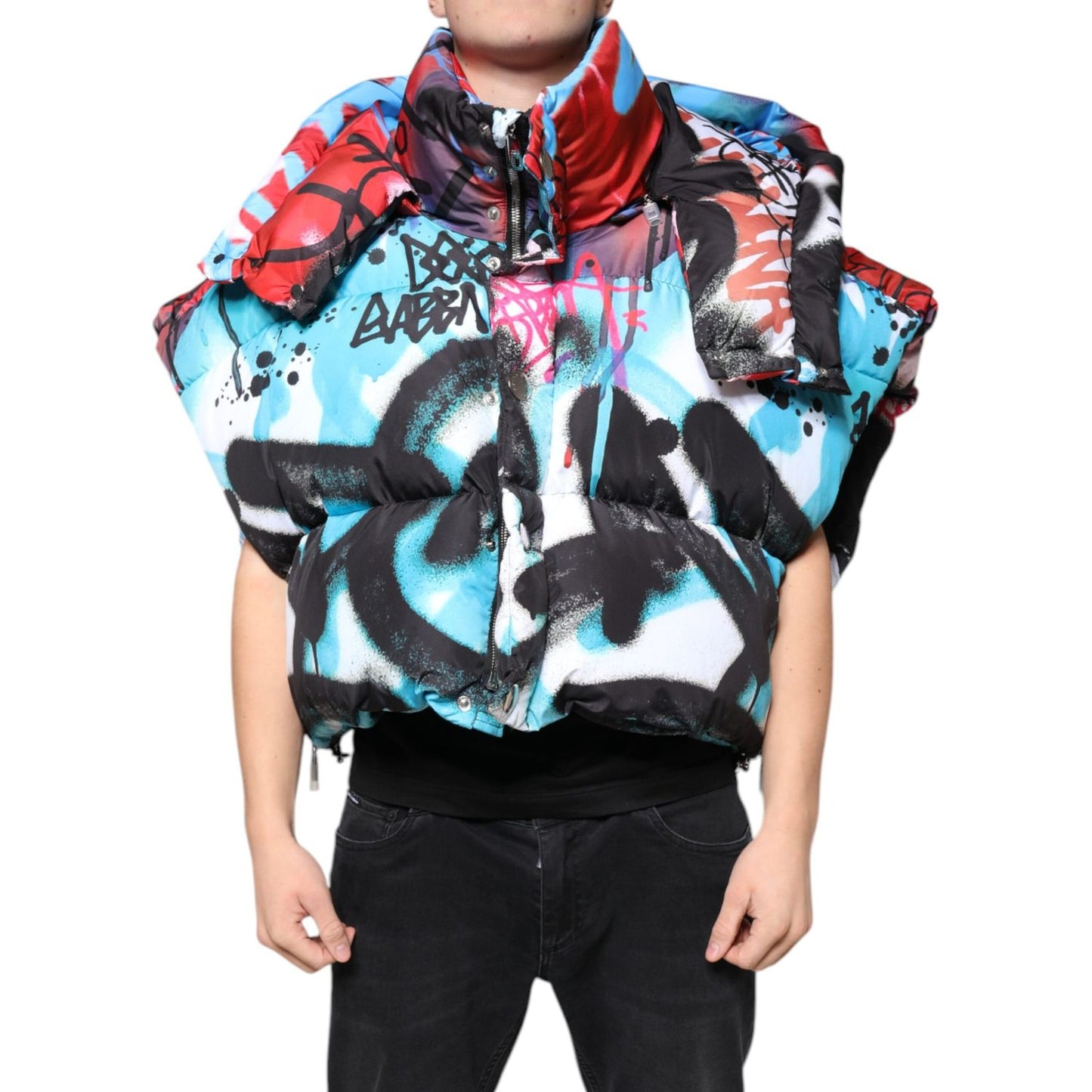 Dolce & Gabbana Multicolor Graffiti Hooded Windbreaker Jacket