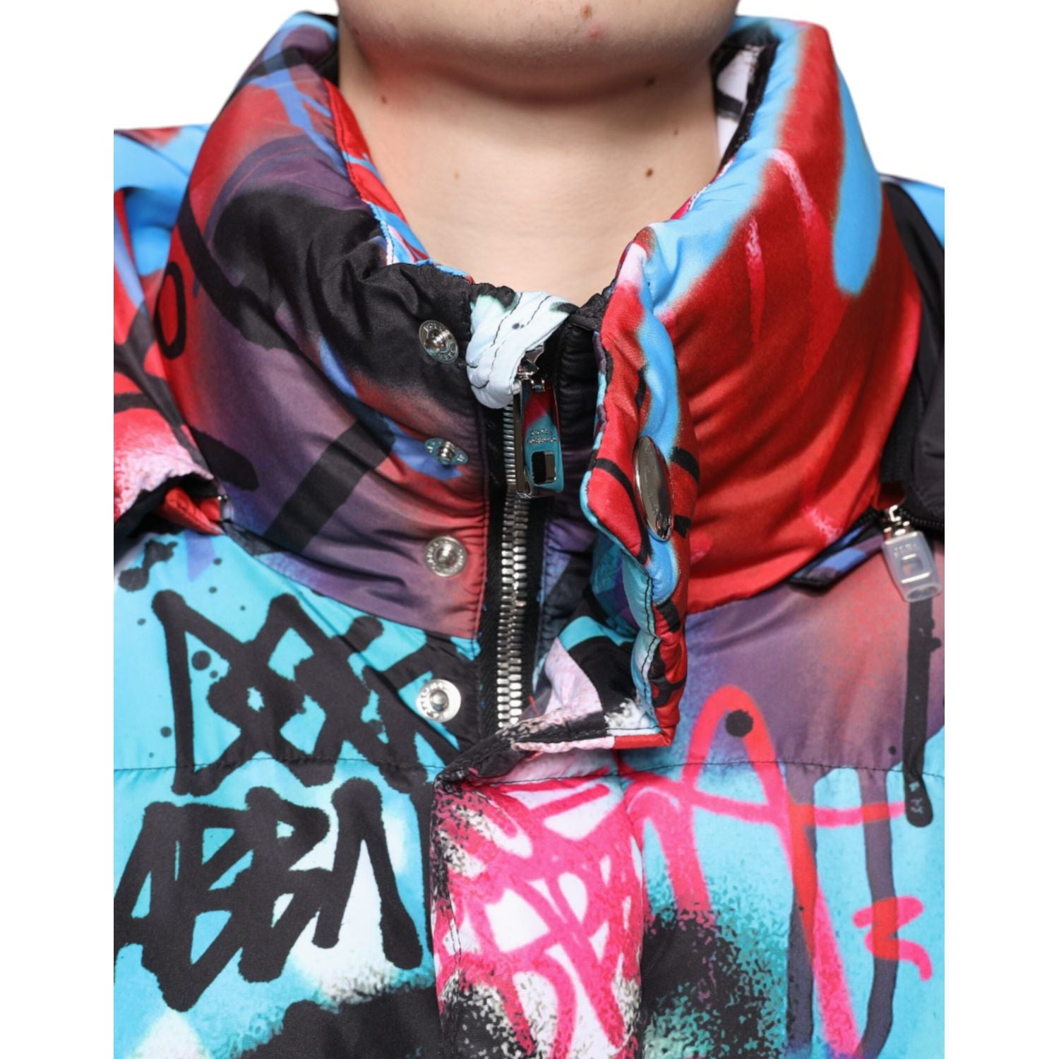 Dolce & Gabbana Multicolor Graffiti Hooded Windbreaker Jacket