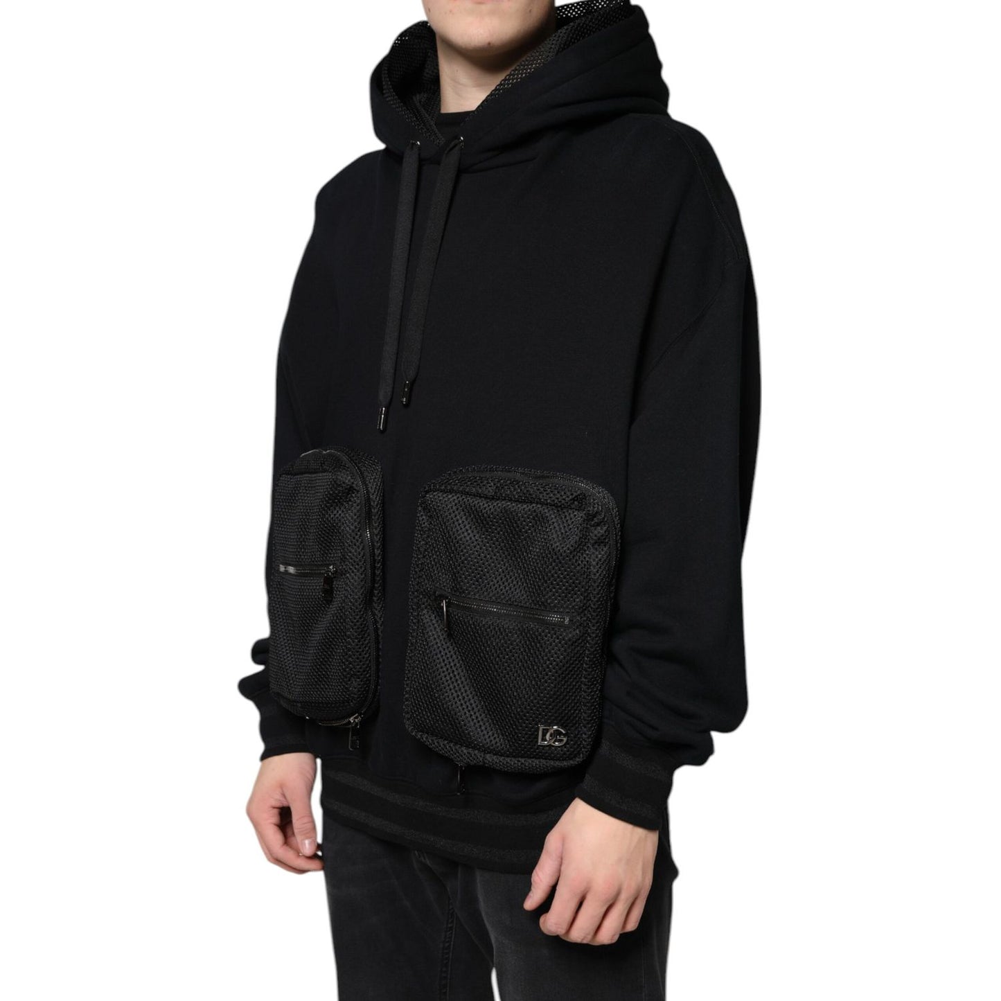Dolce & Gabbana Black Hooded Pullover Men Sweatshirt Sweater