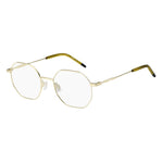 Hugo Boss Gold Metal Frames for women, model HG1216AOZE919, featuring elegant golden finish and dimensions 49/19/135 mm.