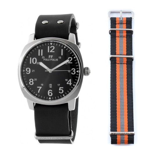 Folli Follie Black Leather Watch FFWF14T001SDNNAC