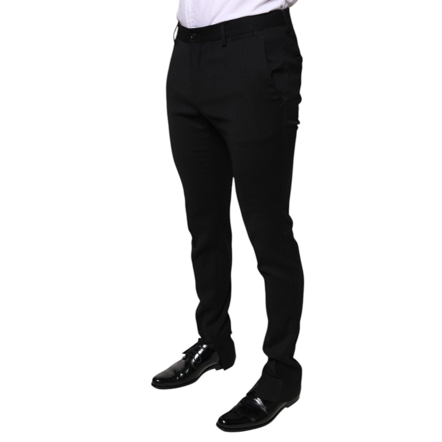 Dolce & Gabbana Black Wool Skinny Formal Dress Pants