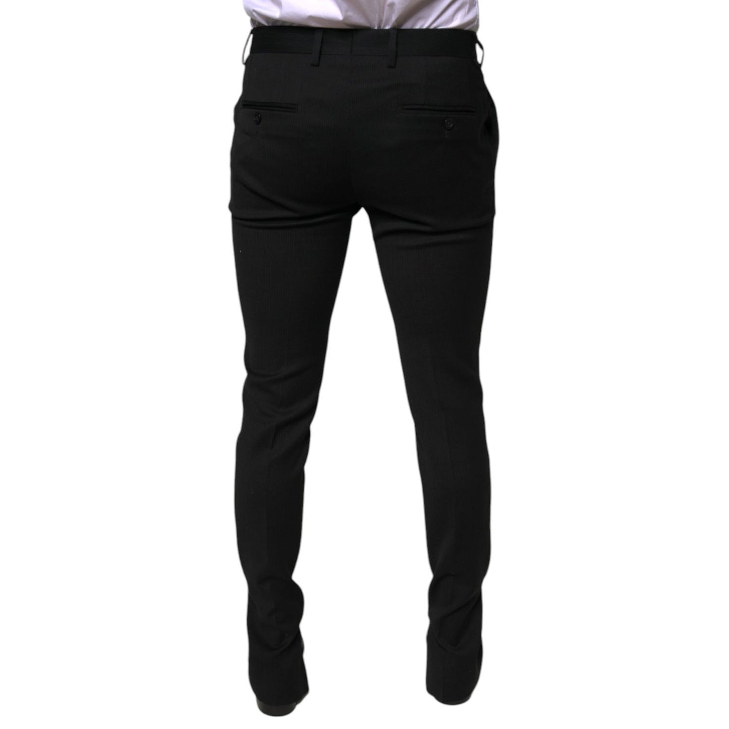 Dolce & Gabbana Black Wool Skinny Formal Dress Pants