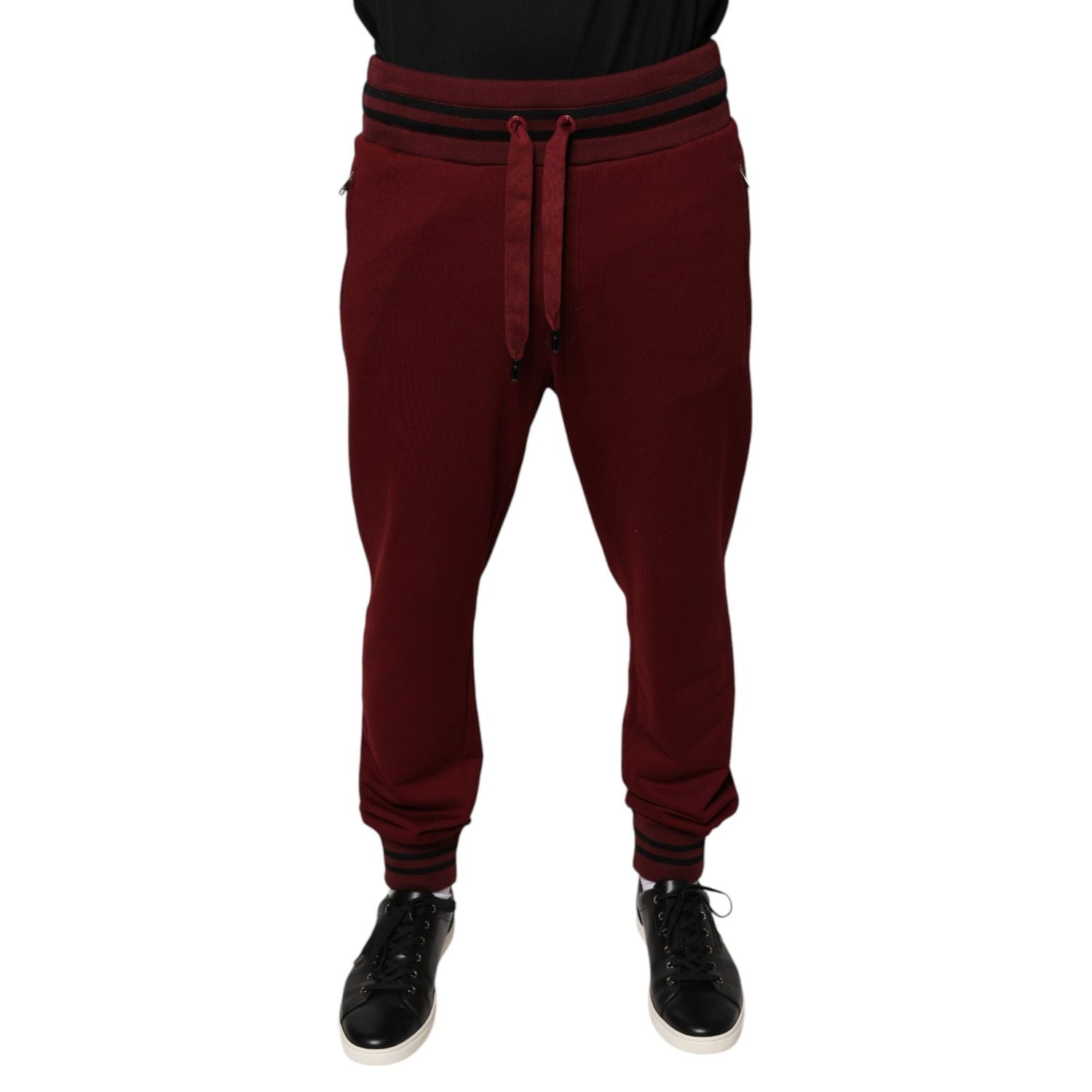 Dolce & Gabbana Dark Red Cotton Men Jogger Sweatpants Pants