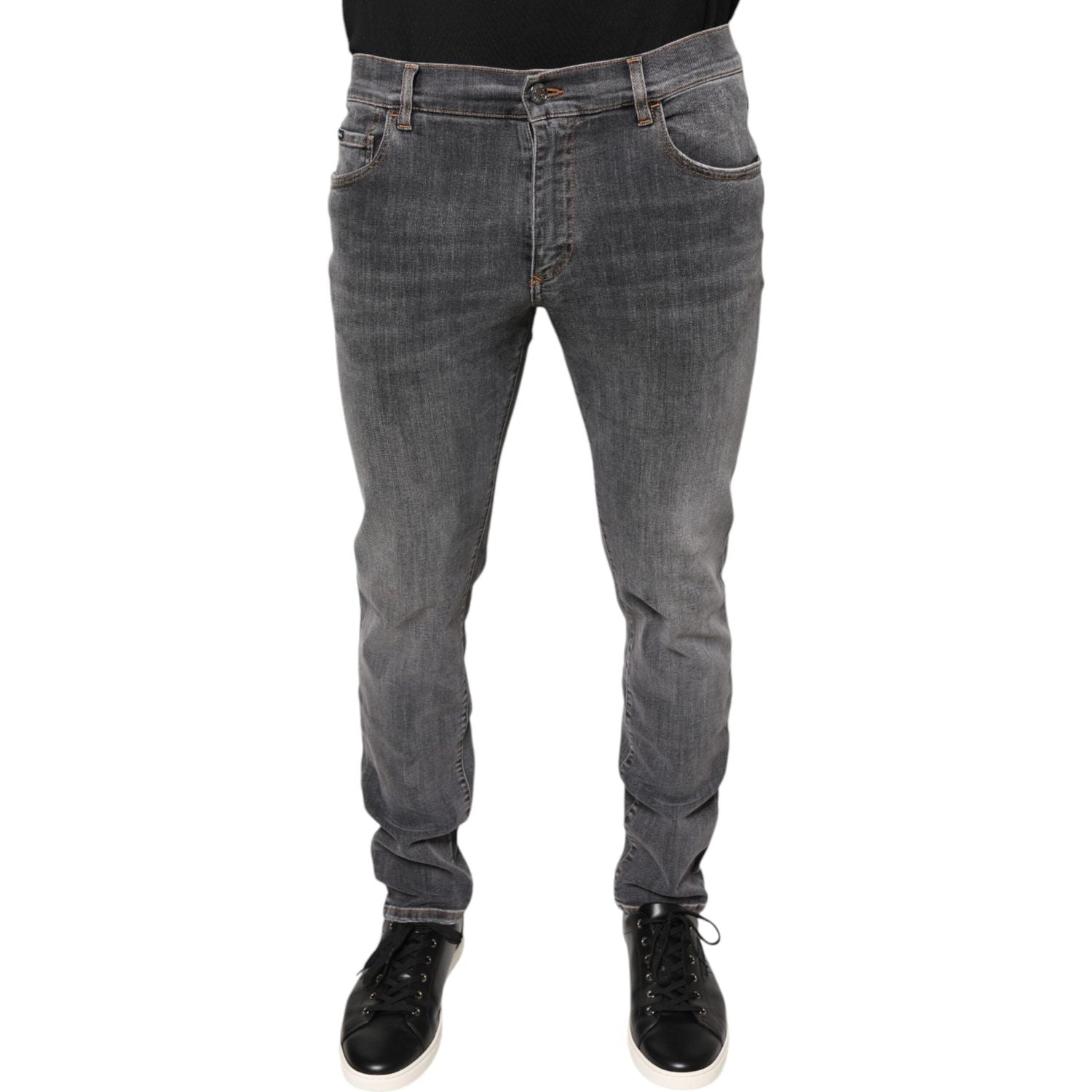 Dolce & Gabbana Dark Gray Cotton Stretch Skinny Denim Jeans