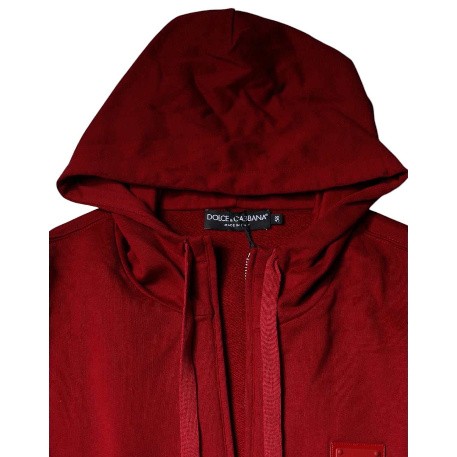 Dolce & Gabbana Red Logo Plaque Hooded Sweatshirt Sweater