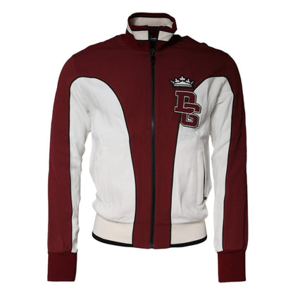 Dolce & Gabbana Red White Logo Full Zip Sweatshirt Sweater