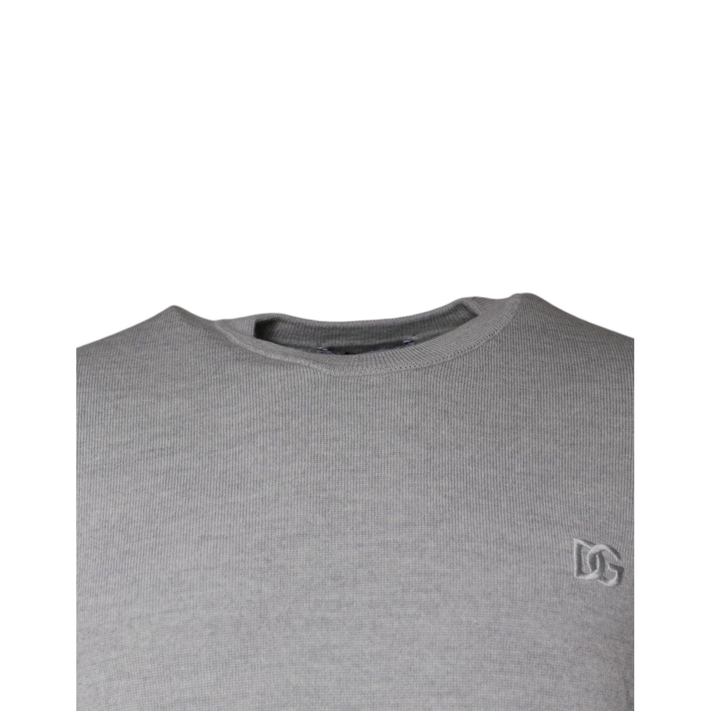 Dolce & Gabbana Light Gray Wool Crew Neck Pullover Sweater