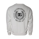 Dolce & Gabbana White Logo Cotton Crew Neck Pullover Sweater