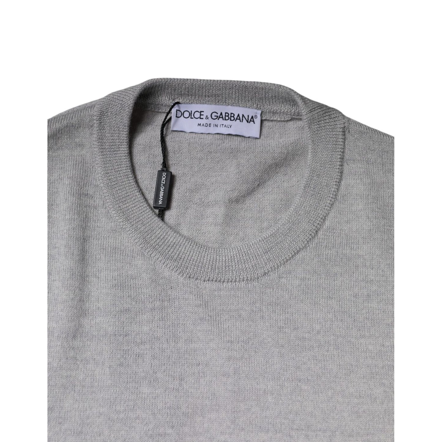 Dolce & Gabbana Light Gray Wool Crew Neck Pullover Sweater