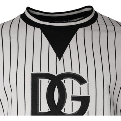 Dolce & Gabbana Black White Stripes Logo Sweatshirt Sweater