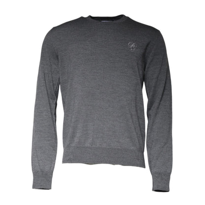 Dolce & Gabbana Dark Gray Wool Crew Neck Pullover Sweater