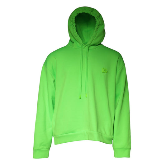 Dolce & Gabbana Green Logo Hooded Pullover Men Sweatshirt Sweater