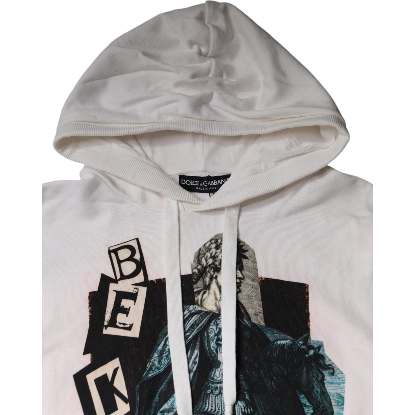 Dolce & Gabbana White Caesar Cotton Hooded Pullover Sweater